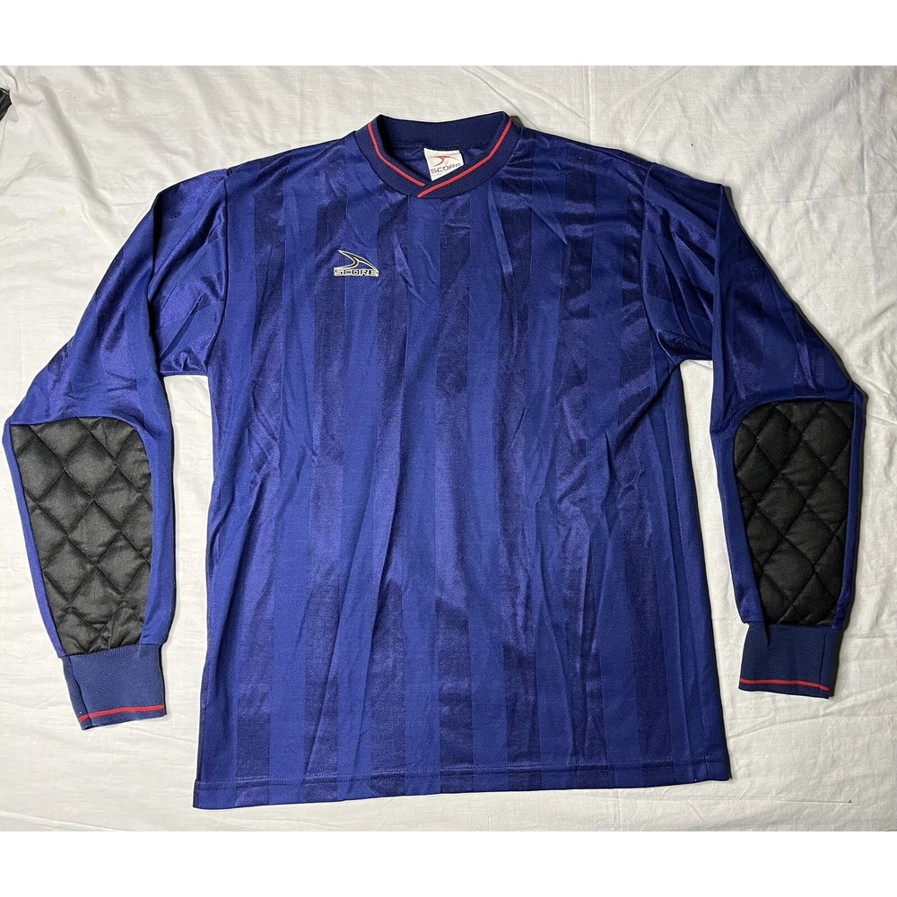 Score Soccer Jersey Adult Size Medium Stripe Blue Long Sleeve Vintage 1990s